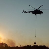 ВИДЕО: Как с вертолетов тушат лесной пожар в Валдгалской волости