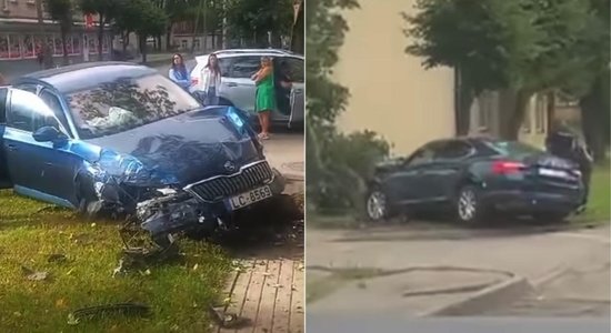 Видео: в Резекне во время преследования попала в аварию полицейская машина