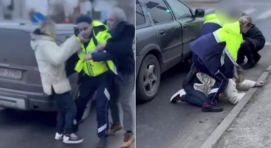 ВИДЕО: В Риге полицейские уложили на асфальт пьяного водителя и его пассажира 