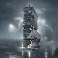 Pārspēt reklāmu ar van Dammi: 'Volvo' prezidents stāv uz braucošas četru kravas auto piramīdas