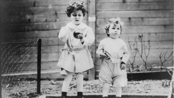 Child survivors of Titanic sinking, April 1912. Michel and Edmond, ages four and two, better known as the Titanic Orphans