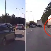 Video: Līkločiem apsteidzot citus, BMW gandrīz ietriecas stāvošā fūrē