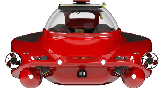 Mini zemūdene Džeimsa Bonda stilā, kas izskatās kā 'Ferrari'